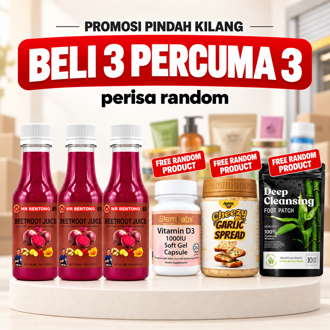 Set Meriah Jus Beetroot Mr Bentong - Beli 3 Percuma 3 perisa rawak